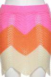 Розовые модные лоскутные открытые узкие брюки со средней посадкой и сплошным принтом в стиле пэчворк