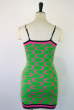 Озеро зеленый сексуальный принт пэчворк спагетти ремень юбка-карандаш платья