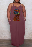 Абрикосовое повседневное платье с принтом в стиле пэчворк на тонких бретельках Платья больших размеров