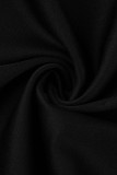 Черное модное повседневное платье больших размеров с буквенным принтом, базовое платье с круглым вырезом и коротким рукавом