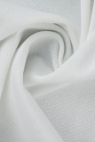 Robes plissées à bretelles spaghetti transparentes en patchwork solide à la mode blanche