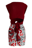 Красный модный сексуальный принт повязка без рукавов из двух частей