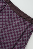 ブルゴーニュファッションカジュアルプリントベーシックOネック半袖ツーピース