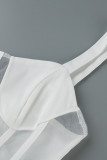 Vestidos plisados ​​con tirantes finos sin espalda transparentes de retazos lisos a la moda de albaricoque