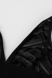 Черная мода Сексуальная однотонная лоскутная рваная спинка на бретельках без рукавов из двух частей