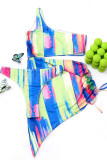 Цветной модный сексуальный принт с открытой спиной, пляжная юбка, купальники, комплект