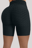 Schwarze, lässige Sportkleidung, solide, schmale Yoga-Shorts mit hoher Taille