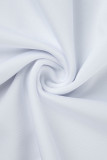 Белый сексуальный однотонный пэчворк с круглым вырезом и коротким рукавом из двух предметов