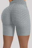 Pantalones cortos de yoga ajustados de cintura alta básicos sólidos de ropa deportiva informal gris