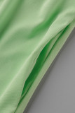 Rosa verde casual ropa deportiva estampado patchwork cuello con capucha manga corta dos piezas