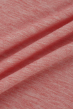 Gola com zíper estampa casual rosa estampado patchwork manga longa duas peças