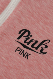 Roze Casual Print Patchwork Rits Kraag Lange Mouw Twee Stukken