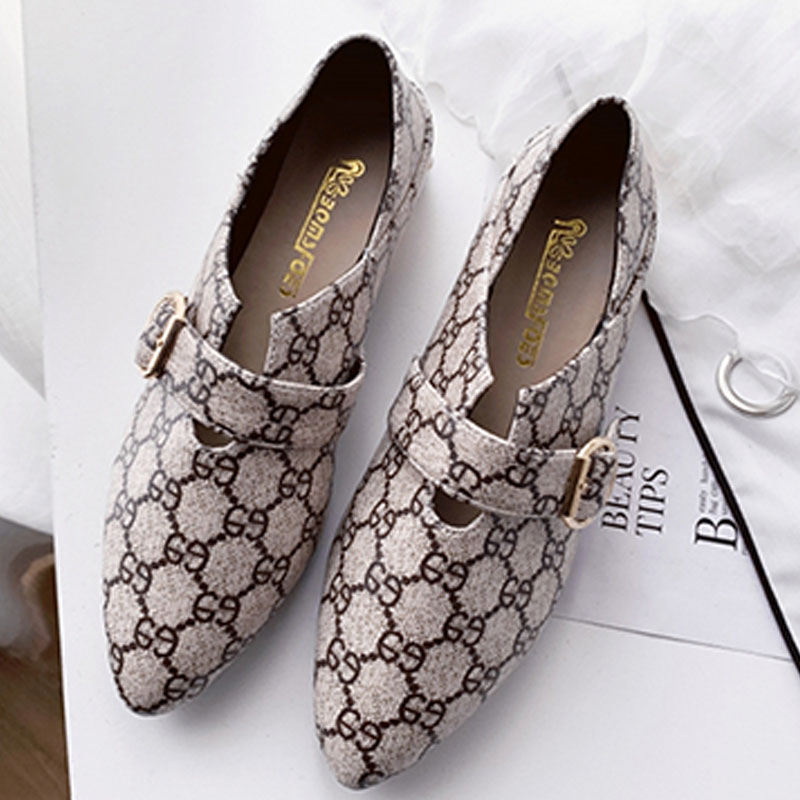 

Khaki Fashion Casual Letter Pointed Comfortable Flats Shoes