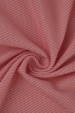Robes de jupe crayon rose sexy solides évidées à col rond