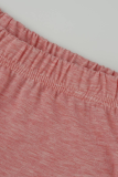 Gola com zíper estampa casual rosa estampado patchwork manga longa duas peças