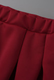 Rosso moda casual lettera stampa patchwork manica corta due pezzi