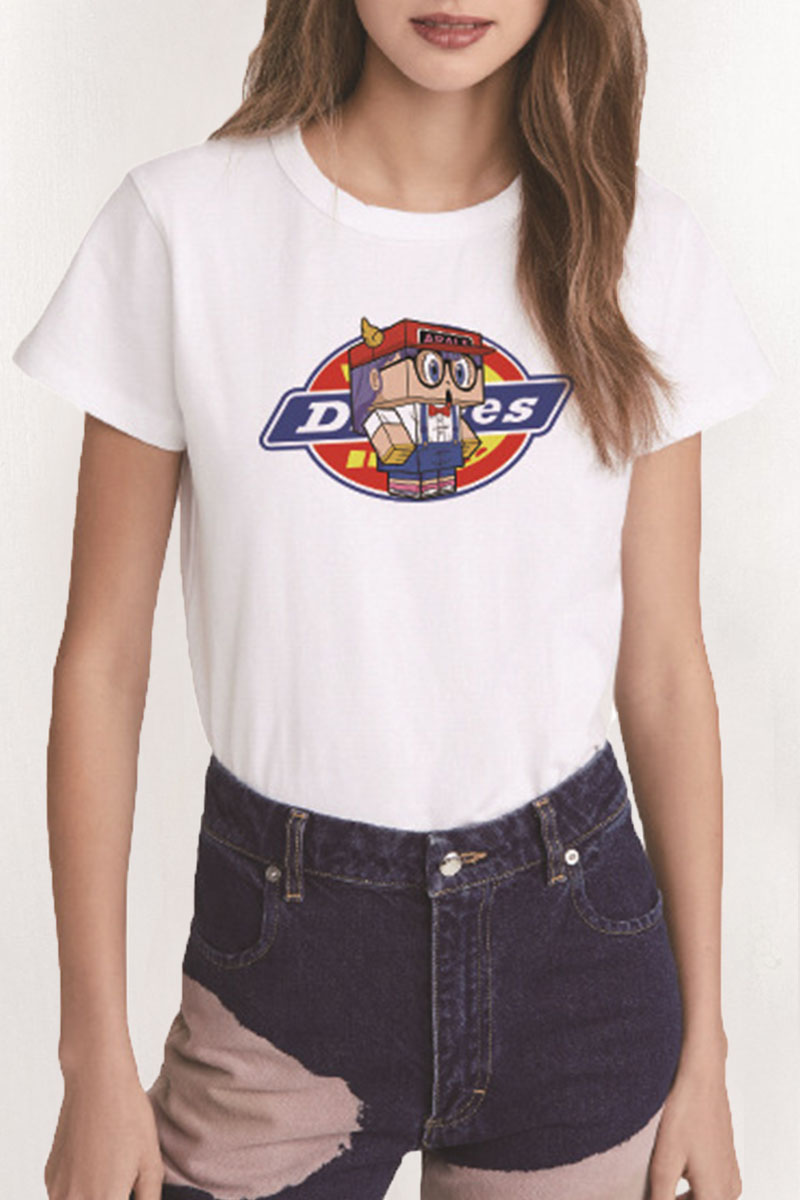 

White Fashion Casual Print Letter O Neck T-Shirts