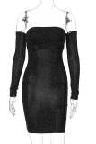 Черные сексуальные лоскутные яркие шелковые платья-юбка-карандаш с открытыми плечами