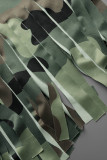 Camouflage Casual straatprint Kwastje Patchwork O-hals Grote maat twee stukken