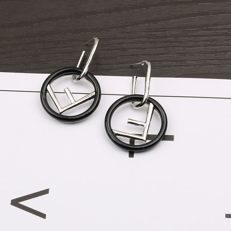 

Black Fashion Street Geometric Letter Earrings