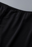 Черный модный сексуальный пэчворк с прозрачным разрезом и квадратным воротником с длинным рукавом из двух частей