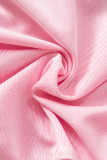 Pink Sexy Solid Bandage Ausgehöhlter Patchwork-O-Ausschnitt Regular Jumpsuits