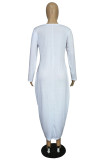 Armégrönt mode Casual Solid Patchwork Basic O-hals långärmade klänningar i plusstorlek