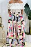 Farbe Casual Print Patchwork Straight Wide Leg Full Print Bottoms