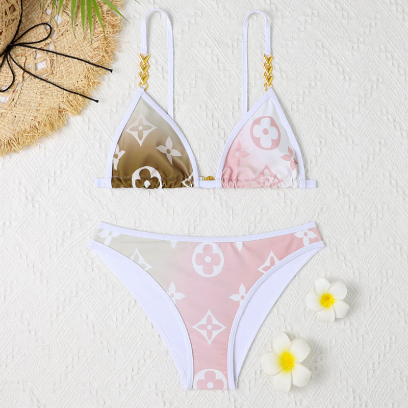 

Brownness Fashion Sexy Print Split Joint Swimwears