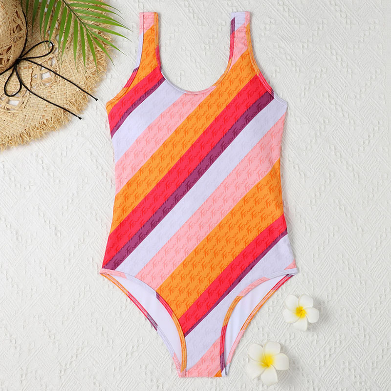 

Rainbow Color Fashion Sexy Letter Print Split Joint Swimwears