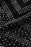 Schwarzes Art- und Weisereizvolles Patchwork-heißes Bohren Backless Halfter-Abend-Kleid