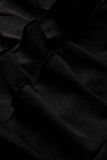 ブラック セクシー カジュアル ソリッド パッチワーク バックレス タートルネック レギュラー ジャンプスーツ
