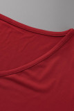 Röd Mode Casual Solid Basic O Neck Plus storlek två stycken