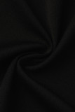 Black Sexy Solid Patchwork Flounce Asymmetrical Collar Dresses