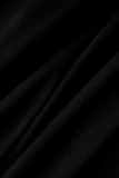ブラック セクシー カジュアル ソリッド パッチワーク バックレス タートルネック レギュラー ジャンプスーツ