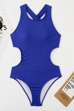 Royal Blue Fashion Sexy Solid Backless Swimwears (mit Polsterungen)