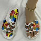 Black Casual Living Patchwork Printing Round Comfortable Shoes