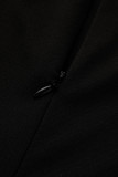 Черные сексуальные однотонные платья в стиле пэчворк с воланами и асимметричным воротником