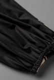 Schwarze, lässige, lockere Jumpsuits mit Street-Print, Tie-Dye-Patchwork und V-Ausschnitt