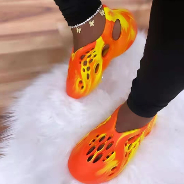 Orange Fashion Casual Hollowed Out Tie-dye Comfortable Flats Shoes