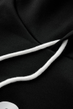 ホワイトカジュアルプリントレターフード付きカラーストレートプラスサイズのドレス