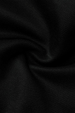 Vestidos de talla grande rectos con cuello encapuchado con estampado informal negro