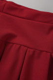 Красный модный повседневный принт с буквенным принтом, базовый, с круглым вырезом, с коротким рукавом, из двух частей