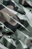 Camouflage Casual Print Kwastje Patchwork O-hals Korte mouw Tweedelig
