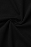 Черное модное повседневное базовое платье с круглым вырезом и коротким рукавом с принтом