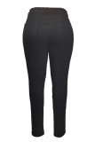 Черные модные повседневные однотонные рваные джинсы больших размеров (без ремня)