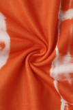 Macacão reto sem costas com estampa sexy de patchwork vermelho tangerina