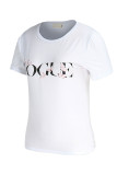 Magliette casual alla moda bianche con scollo a O con stampa di lettere