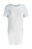 Camisetas con cuello en O con abertura sólida informal de moda blanca