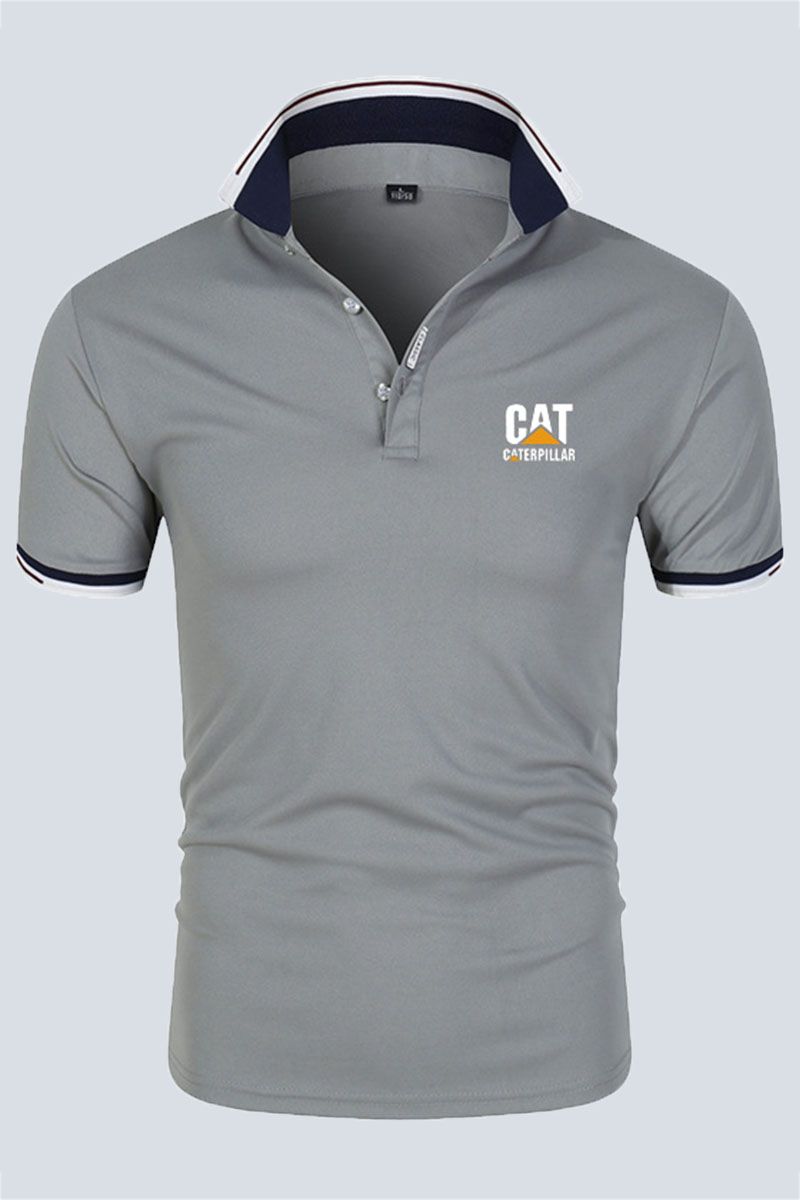 

Grey Fashion Casual Print Letter POLO collar Tops